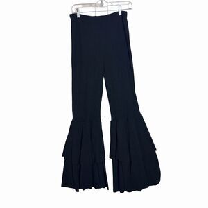 Blue Buttercup Pants Black Ribbed Flare leg Women's Large Stretch Bohemian Boho